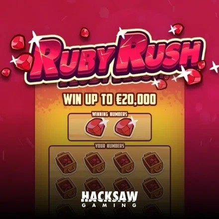 Lottery logo of Ruby Rush from Hacksaw Gaming at Carousel Casino